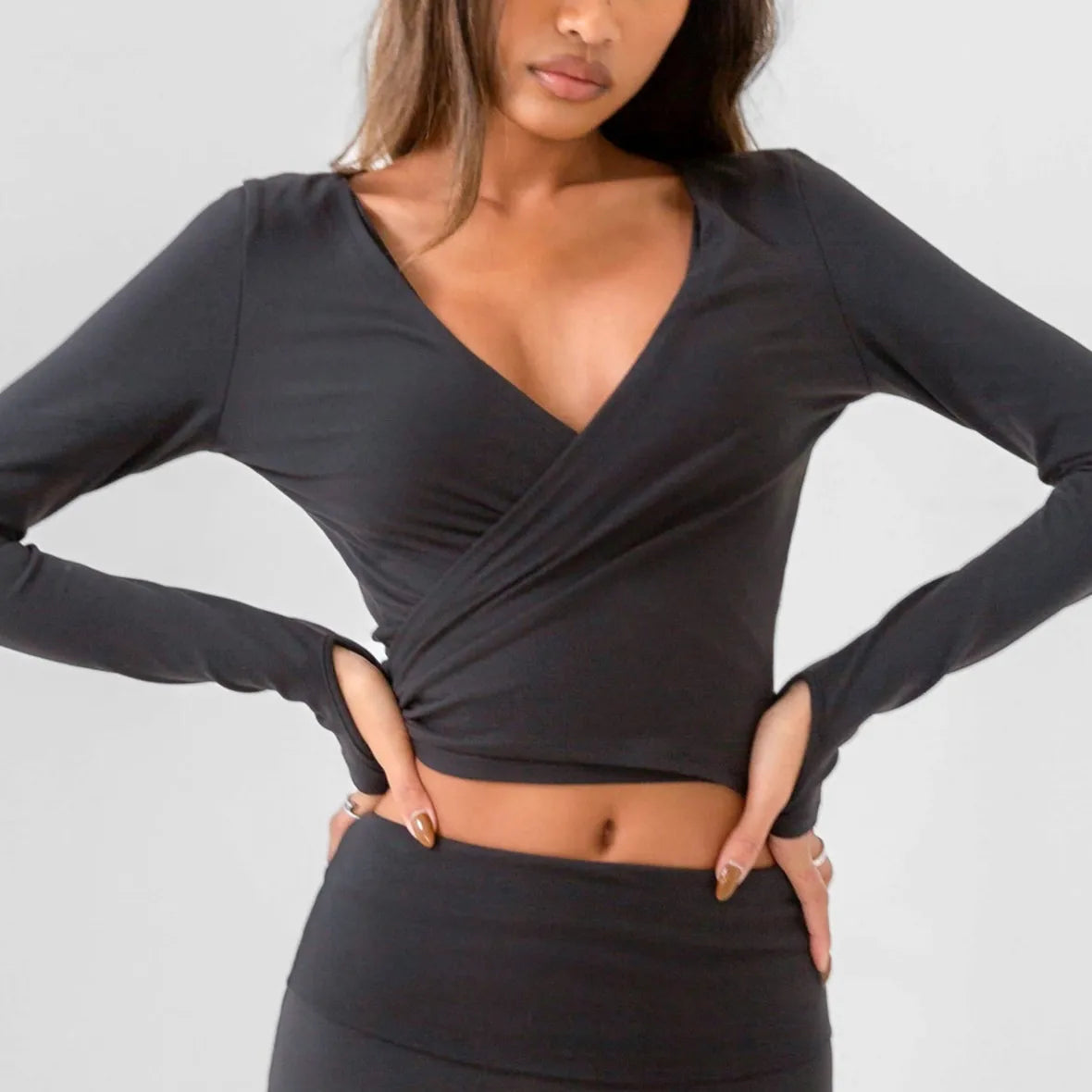 The Pilates Wrap Top -  Black